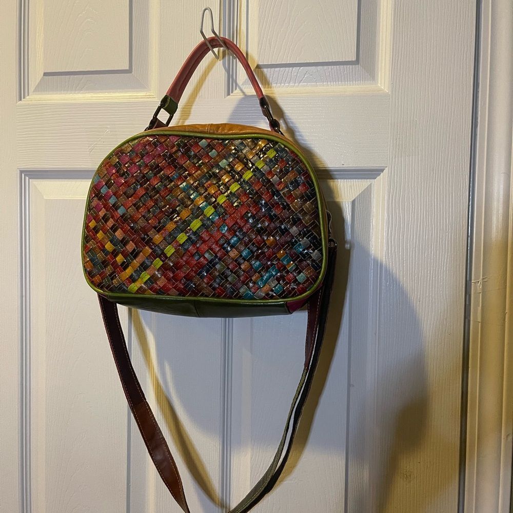 Ameri leather Multicolor Woven Satchel/shoulder B… - image 6
